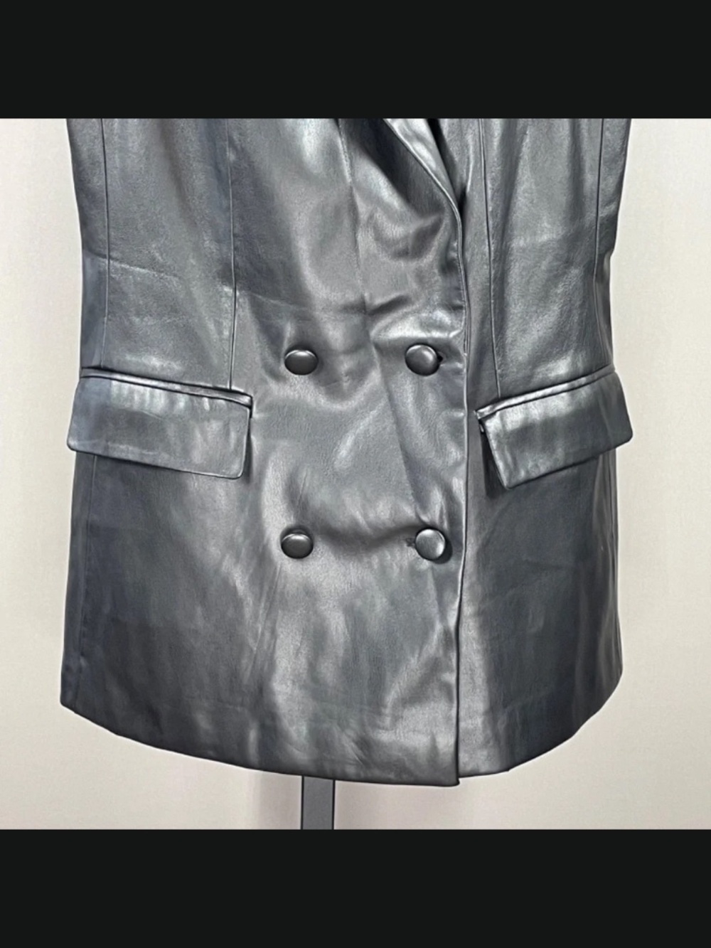 NEW Jason Wu Vest Jacket Womens Small black faux leather blazer moto designer - Picture 3 of 10